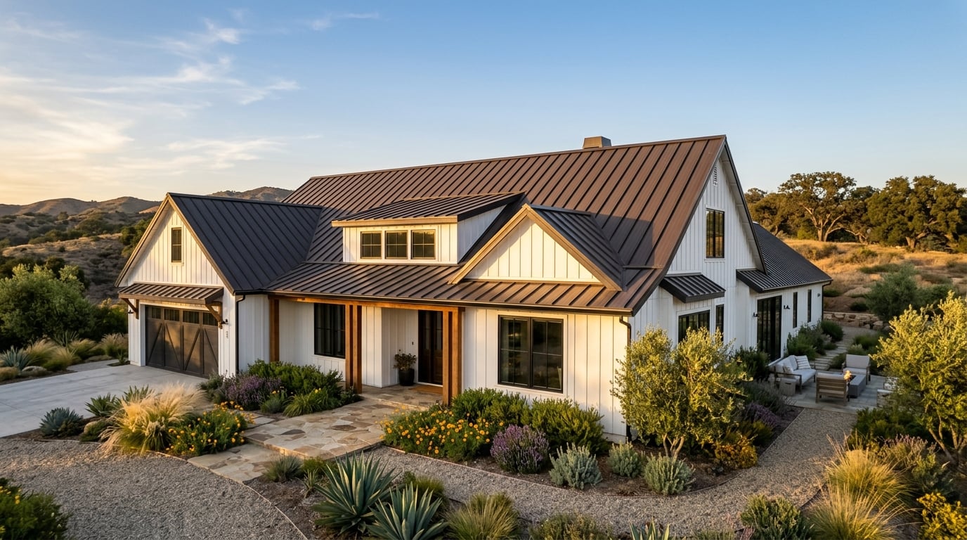 Modern Farmhouse standing seam metal roof in Thousand Oaks
