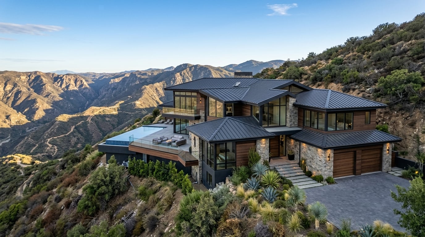 Hillside Custom standing seam metal roof in Altadena