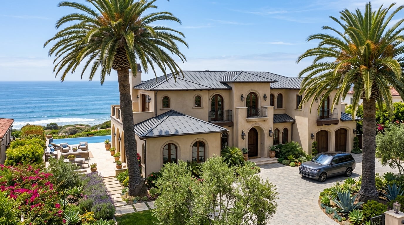 Mediterranean standing seam metal roof in Pacific Palisades