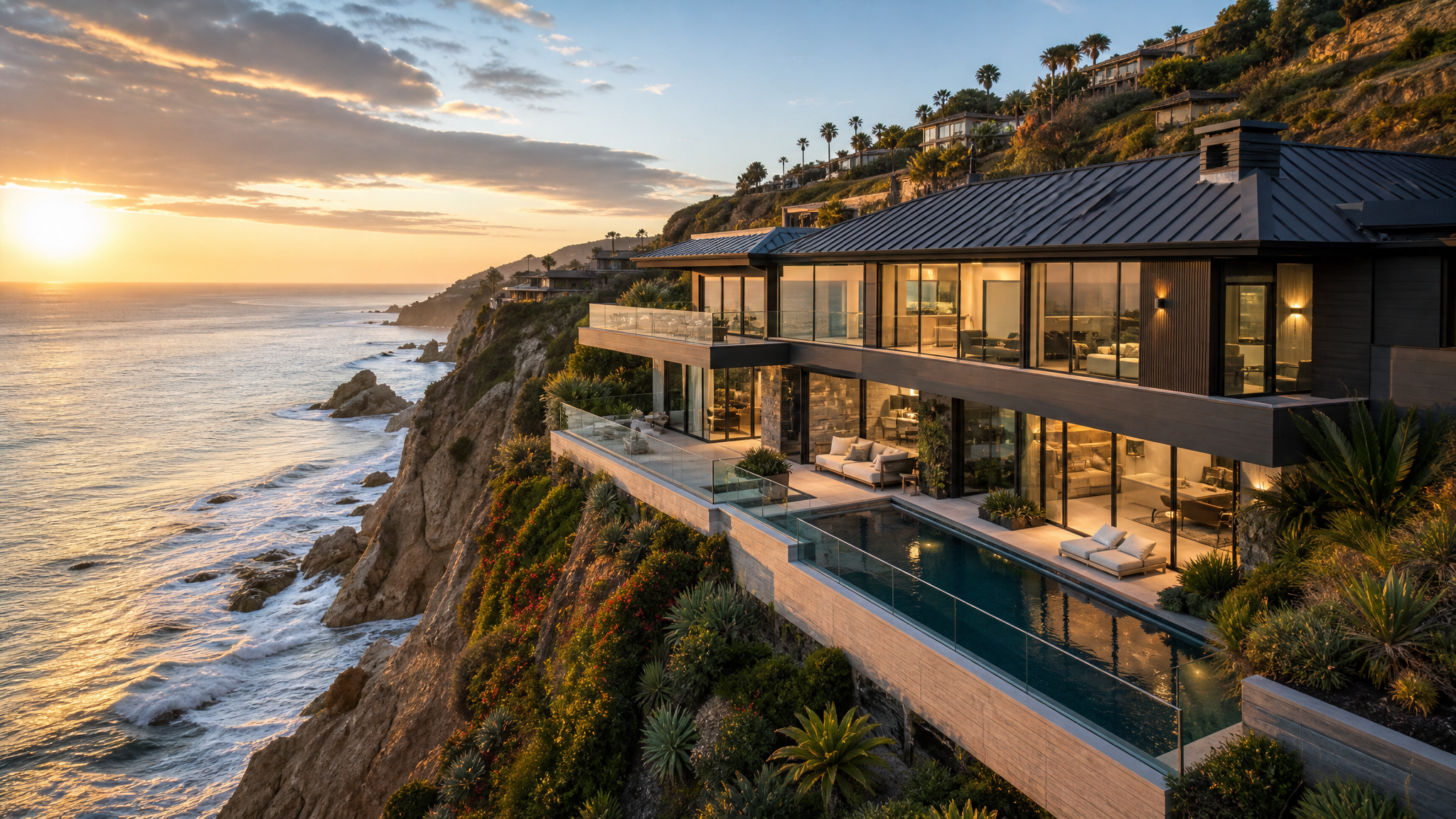 Malibu coastal residence featuring standing seam aluminum roof