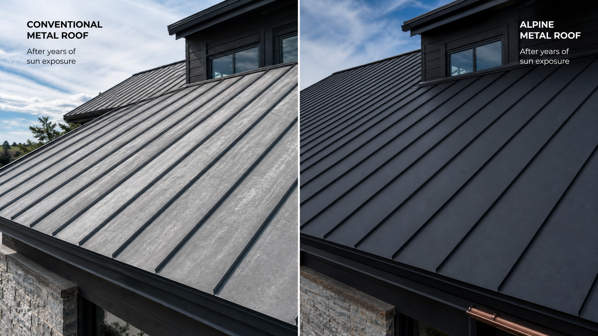Standing seam roof color retention compared to traditional roofing