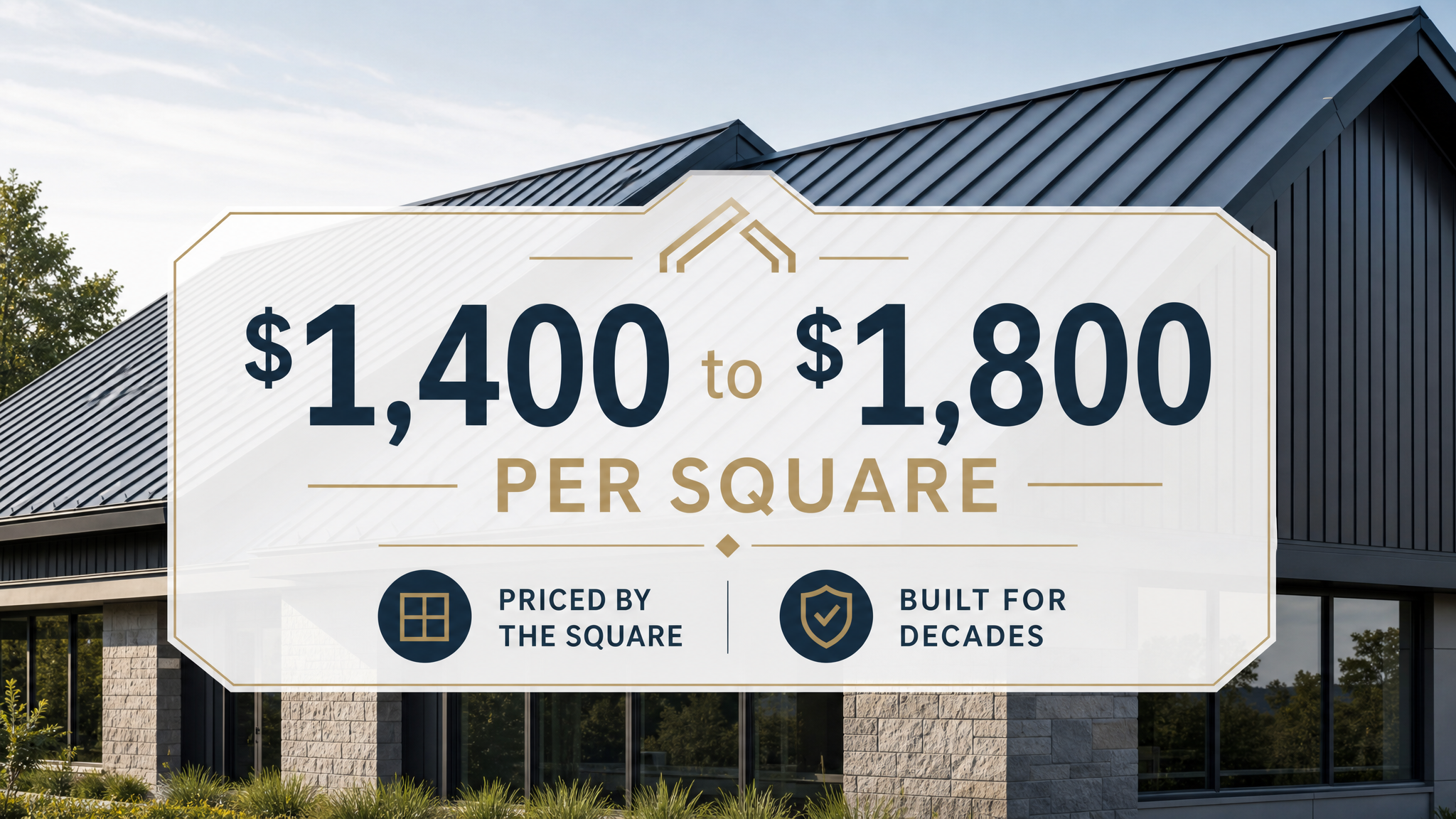 Commercial metal roof priced by the square with decades of service life.