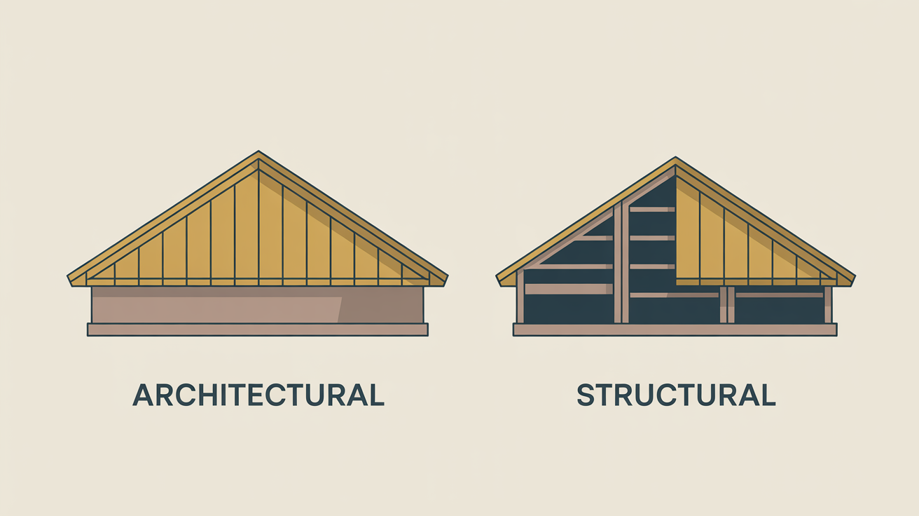 Architectural standing seam over a deck versus structural standing seam over open framing.