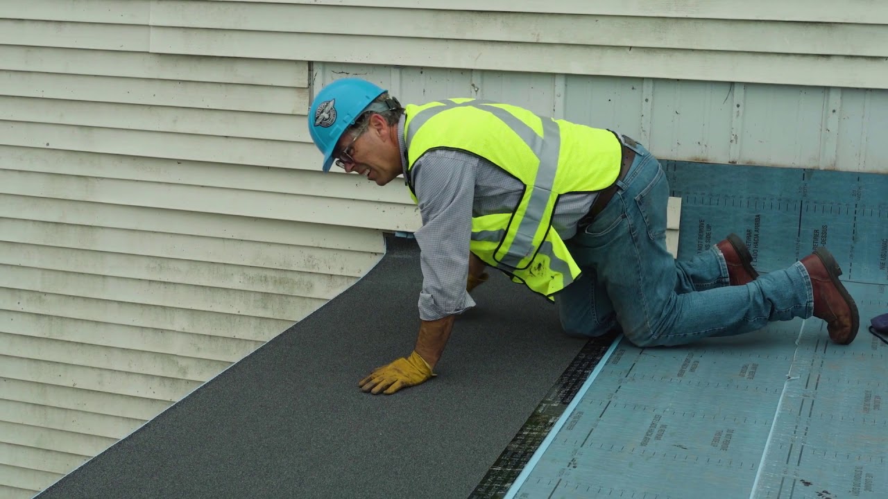 Self-adhered membrane application on roof deck before metal roofing