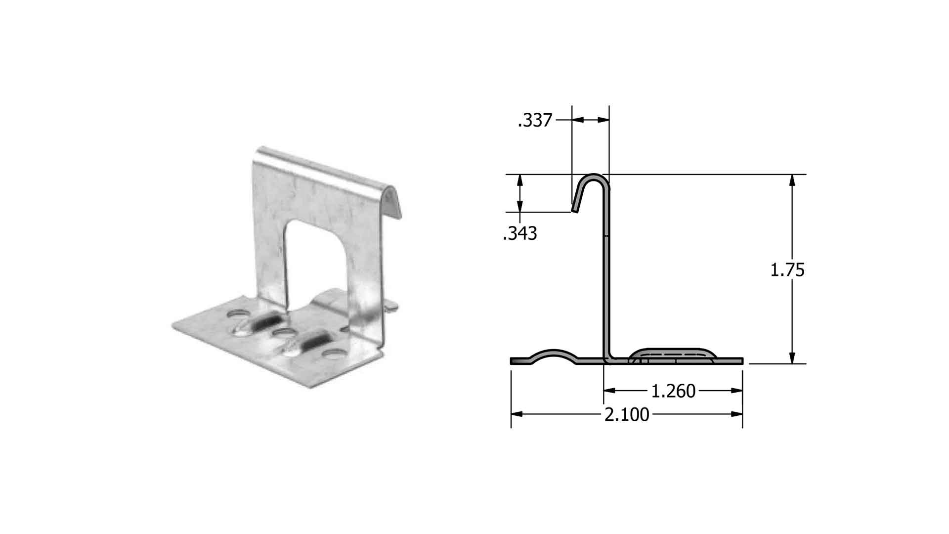 Concealed metal roof clip with two fasteners