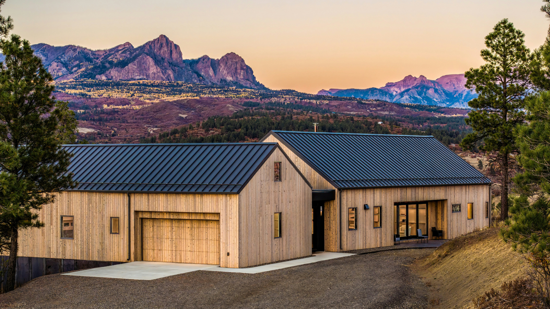 Hillside property with standing seam metal roof in Southern California hills