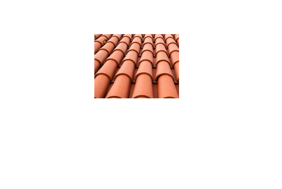 Close-up of traditional clay tile roofing showing curved terracotta tiles