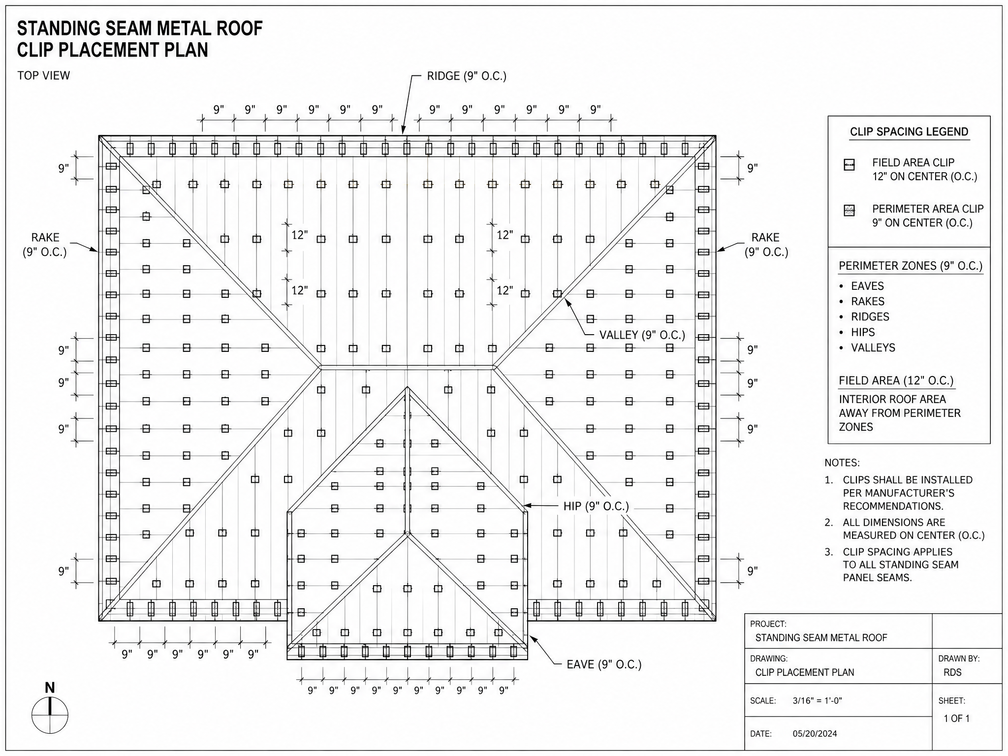 Standing seam metal roof detail in Temecula