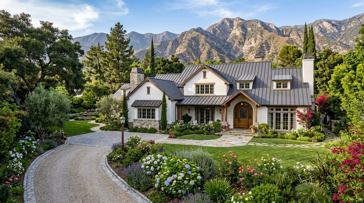 Standing seam metal roofing in La Canada Flintridge, CA.