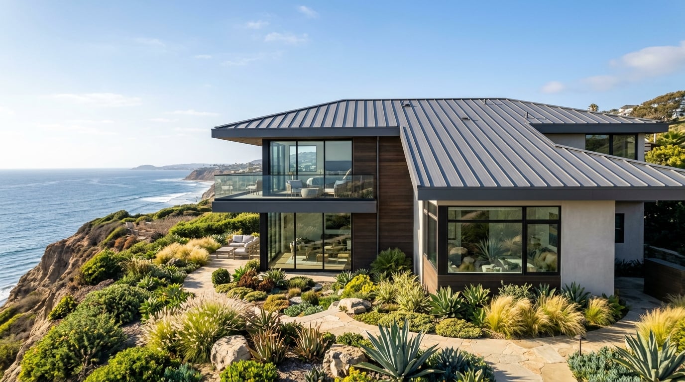 Metal roofing service area, Orange County, Southern California.