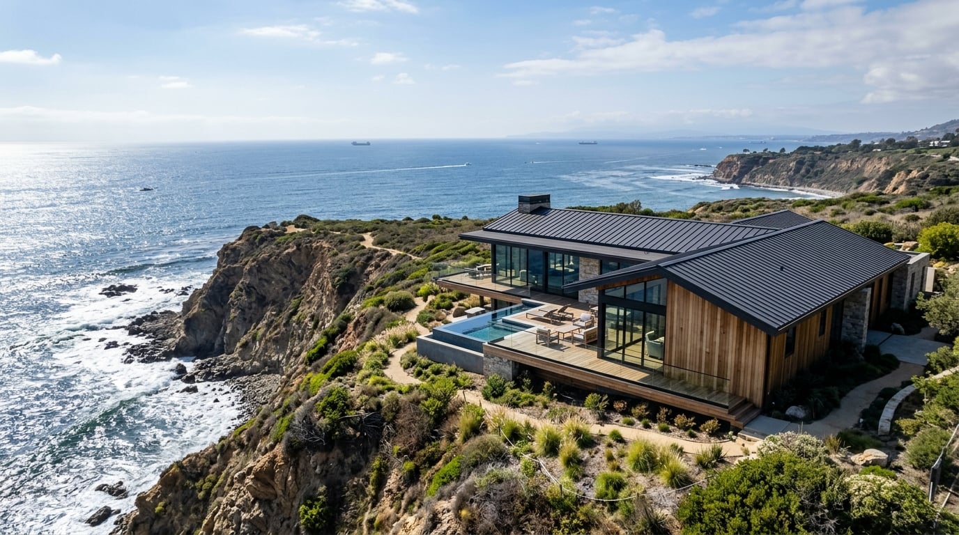 Standing seam metal roofing in Palos Verdes, CA.