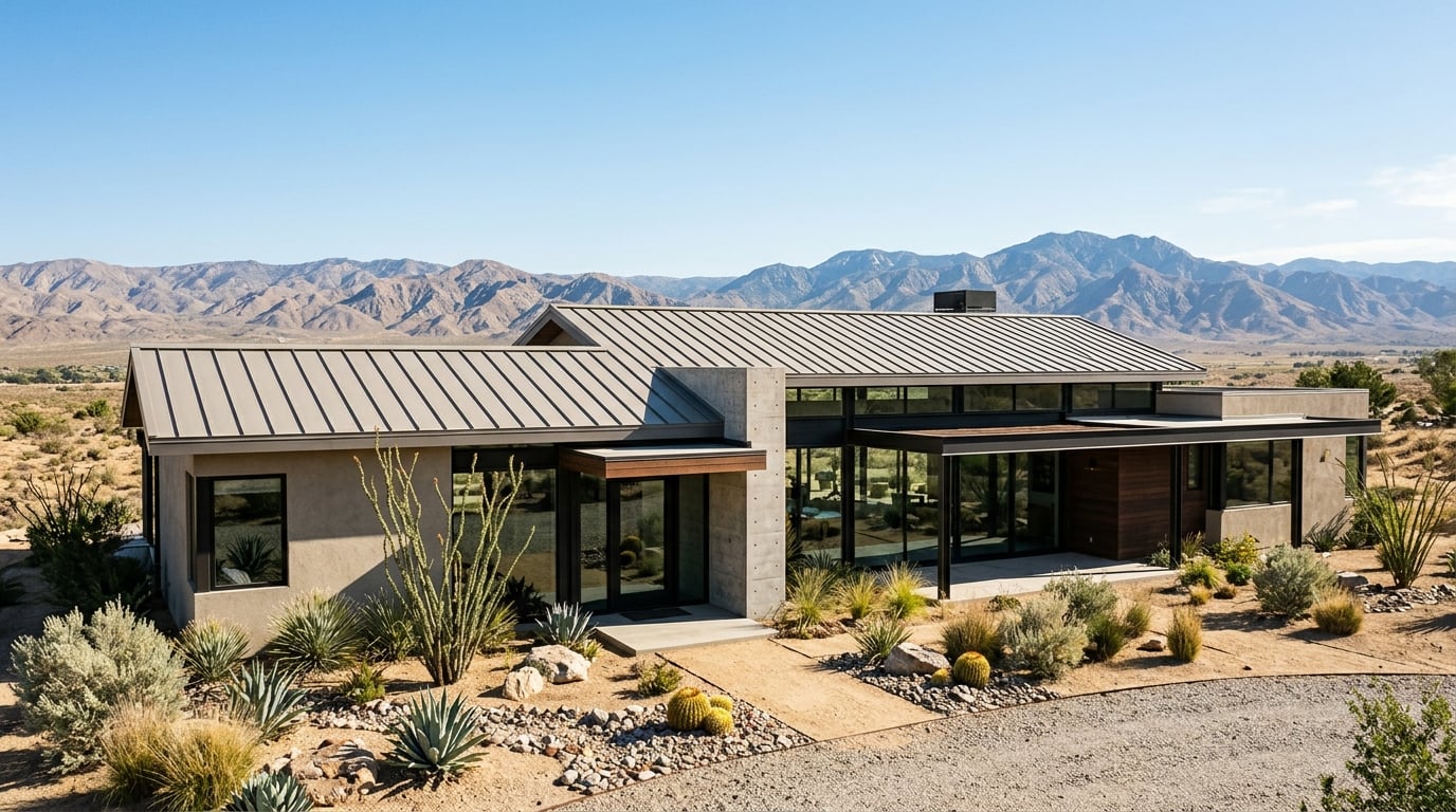 Metal roofing service area, Riverside County, Southern California.