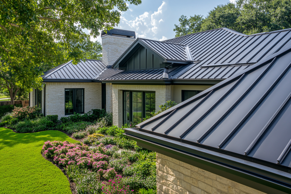 Finished standing seam metal roof in Southern California.