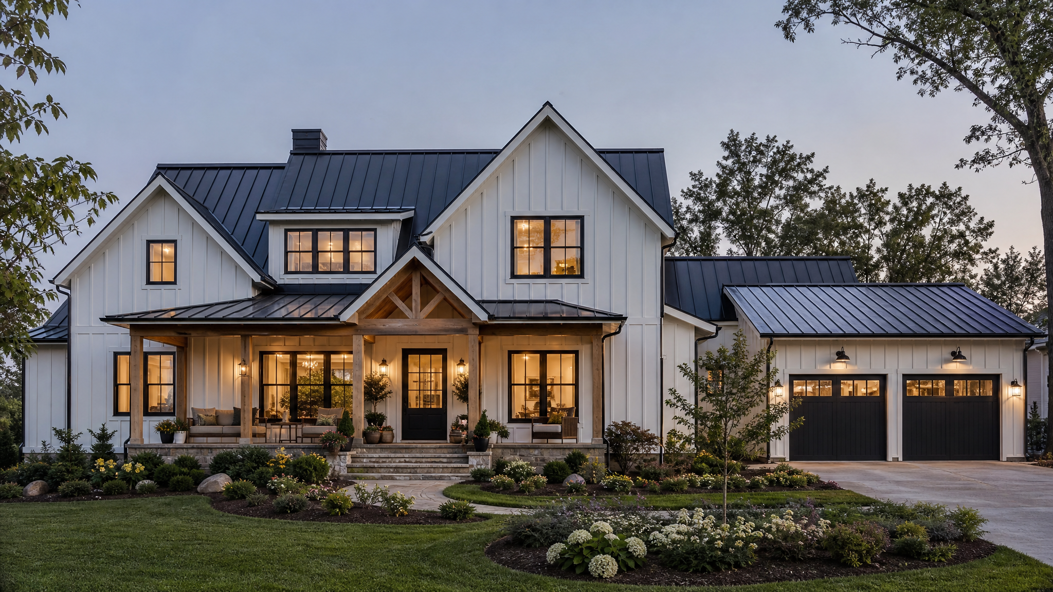 Modern Farmhouse with standing seam metal roof installation in Southern California