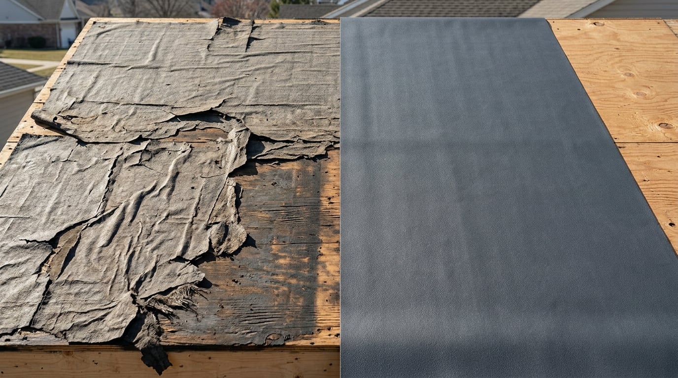 Felt vs self-adhered metal roof underlayment comparison, Los Angeles